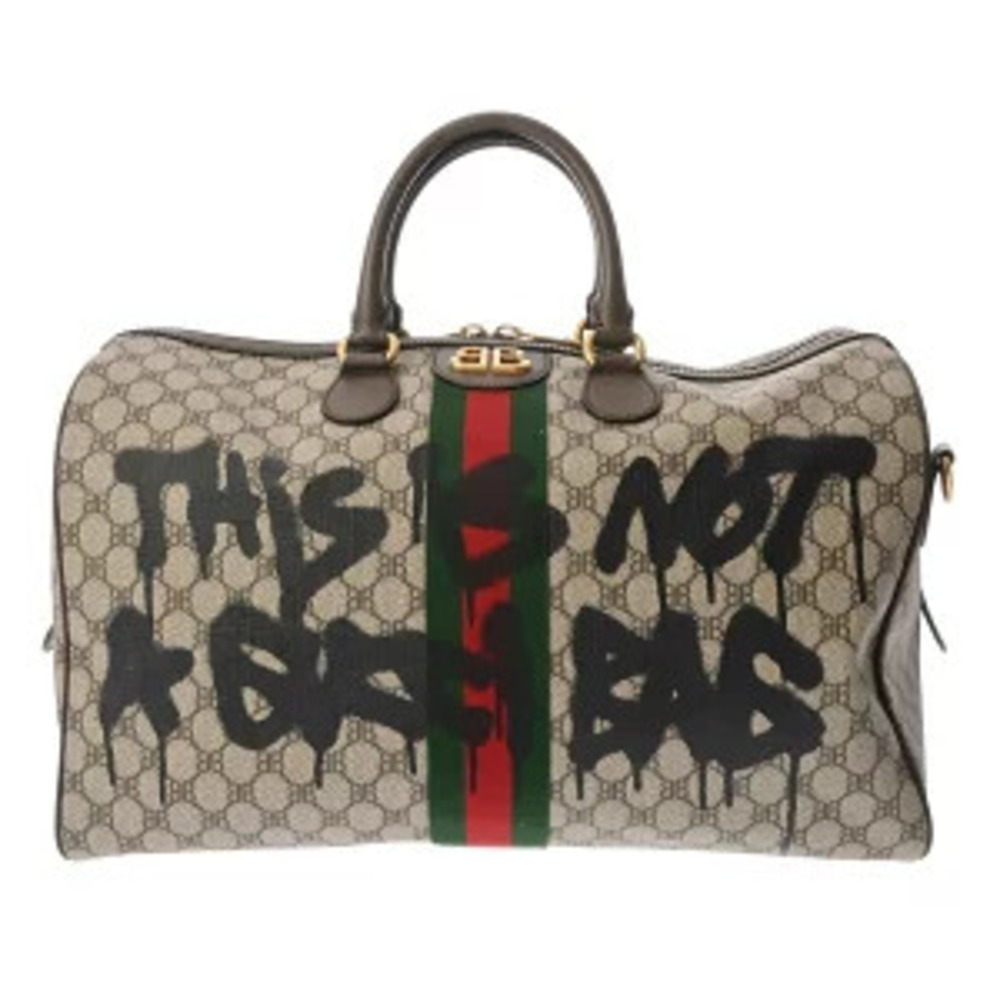 Gucci The Hacker Project Boston Bag Balenciaga Limited Edition of Beige Ebony